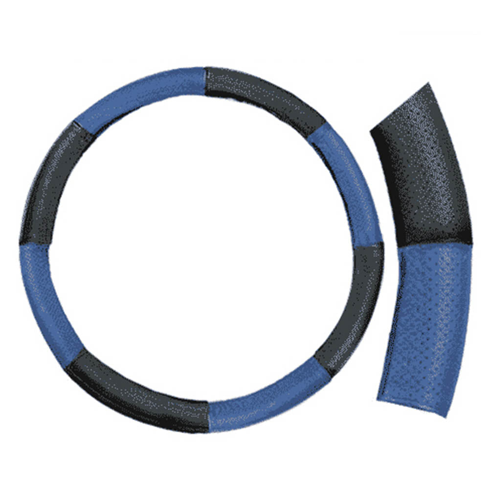 Bőr kormányvédő fekete - kék