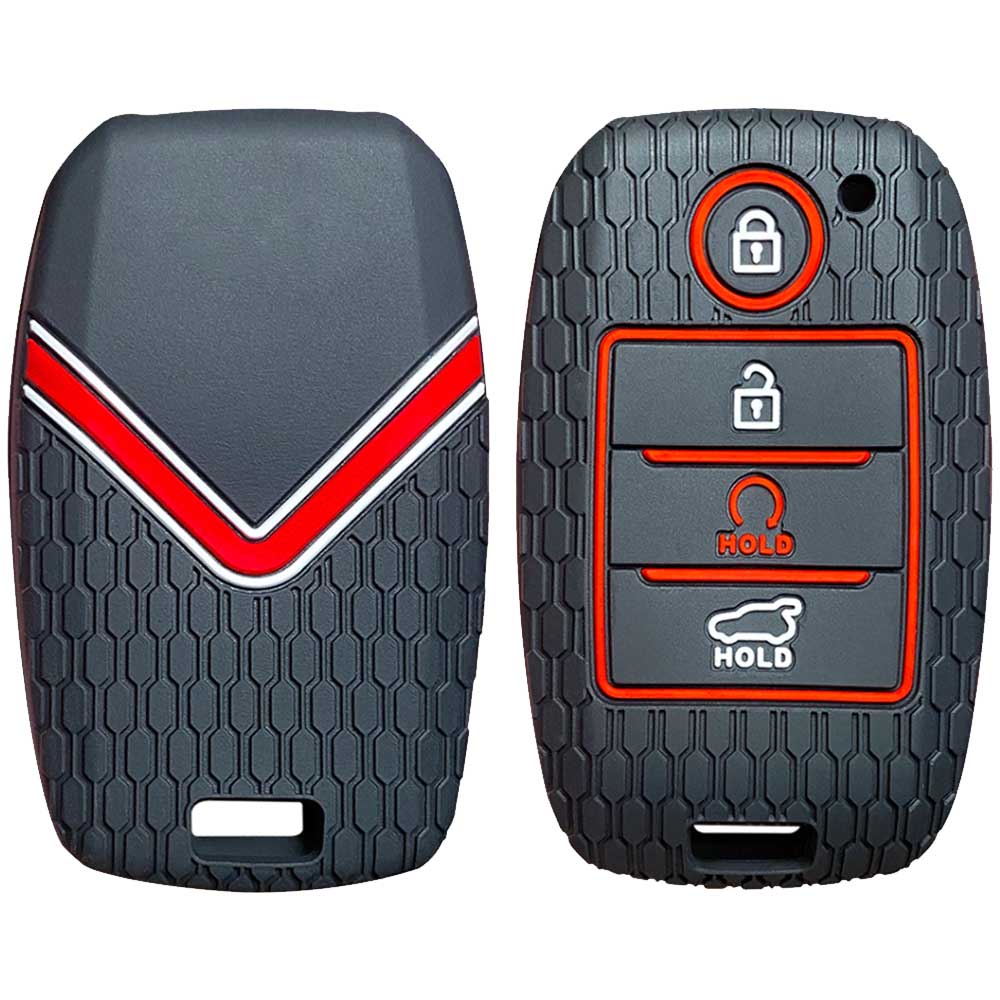 Kia 4 gombos kulcs szilikontok fekete színben