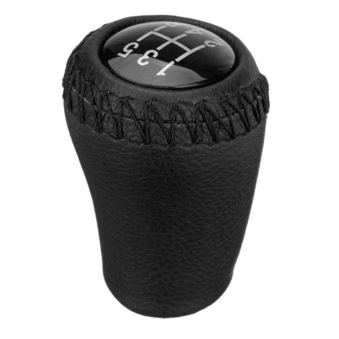 Fekete színű, 5 sebességes bőr Mazda váltógomb. 5 fokozatos üveg számlappal