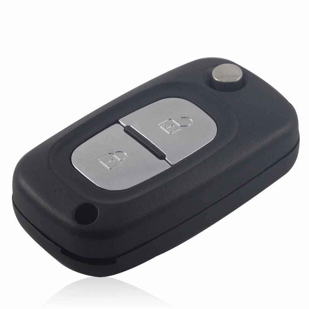 Fekete színű, 2 gombos Renault kulcsház, bicskakulcs szürke színű gombokkal.