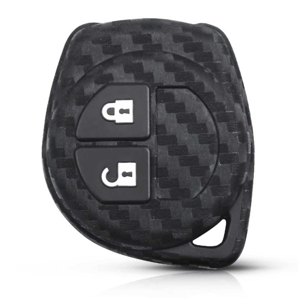 Karbon mintás, 2 gombos Suzuki kulcs szilikon tok.