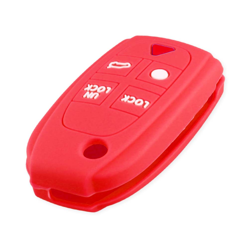 Piros színű, 5 gombos Volvo bicskakulcs szilikon tok.