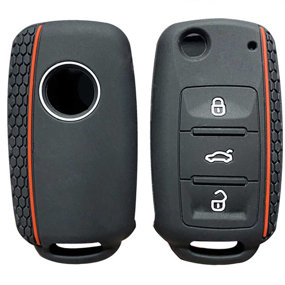 VW 3 gombos kulcs szilikon tok fekete színben