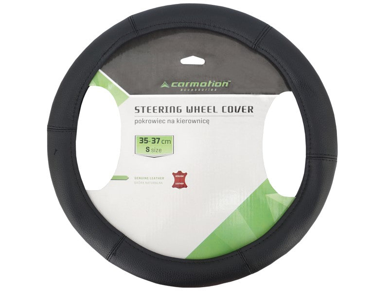 Kormánykerék huzat S 35 37 cm 6 rész valódi bőr fekete – kép 2