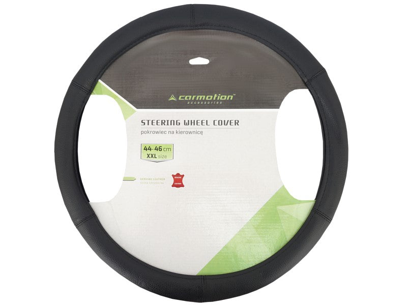 Kormánykerék huzat XXL 44 46 cm 6 rész természetes bőrből fekete – kép 2
