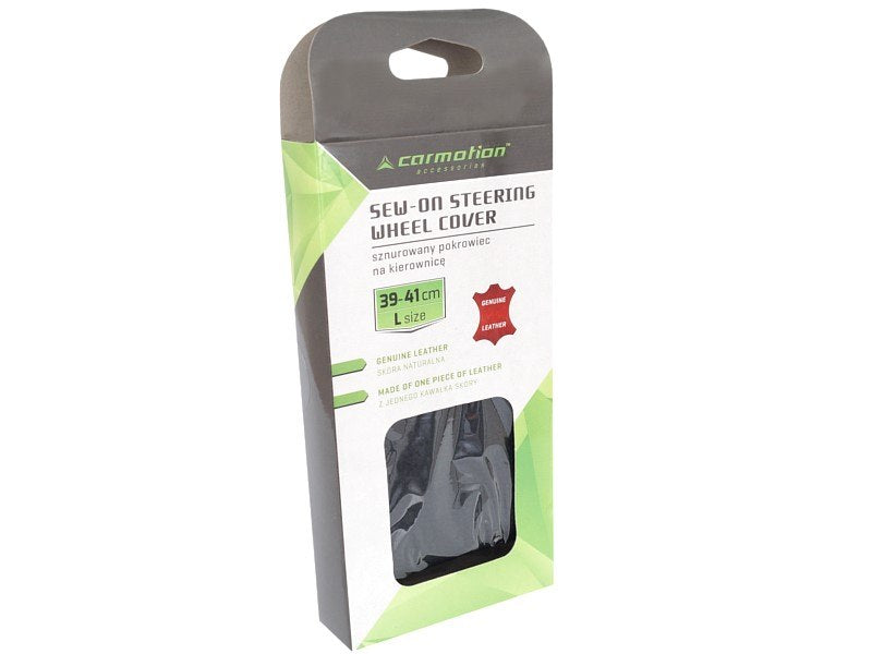 Kormánykerék huzat varrni 39 41 cm 1 db természetes bőr fekete – kép 3