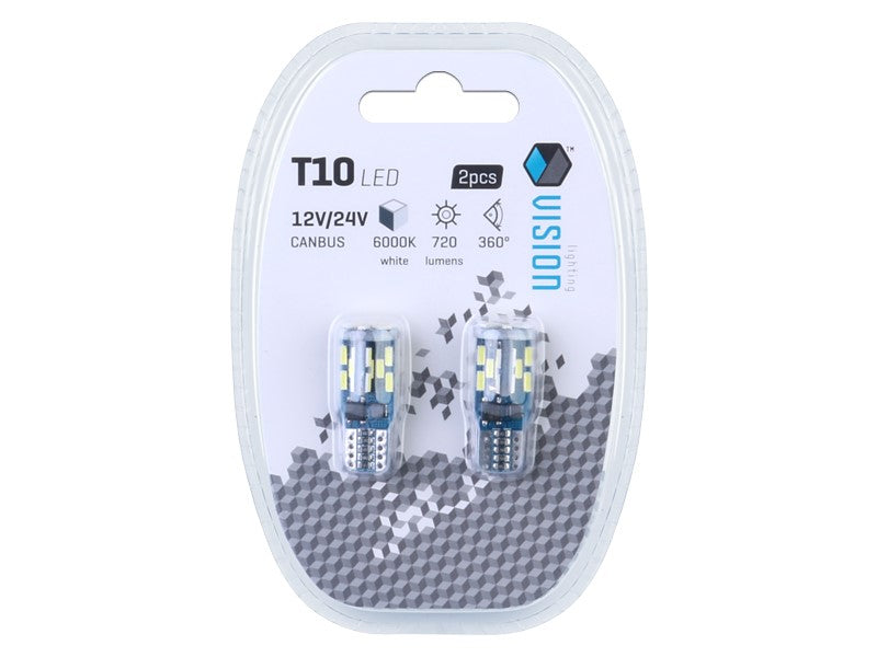 Izzó VISION W5W T10 1224V 30x 4014 SMD LED CANBUS fehér 2 db – kép 3