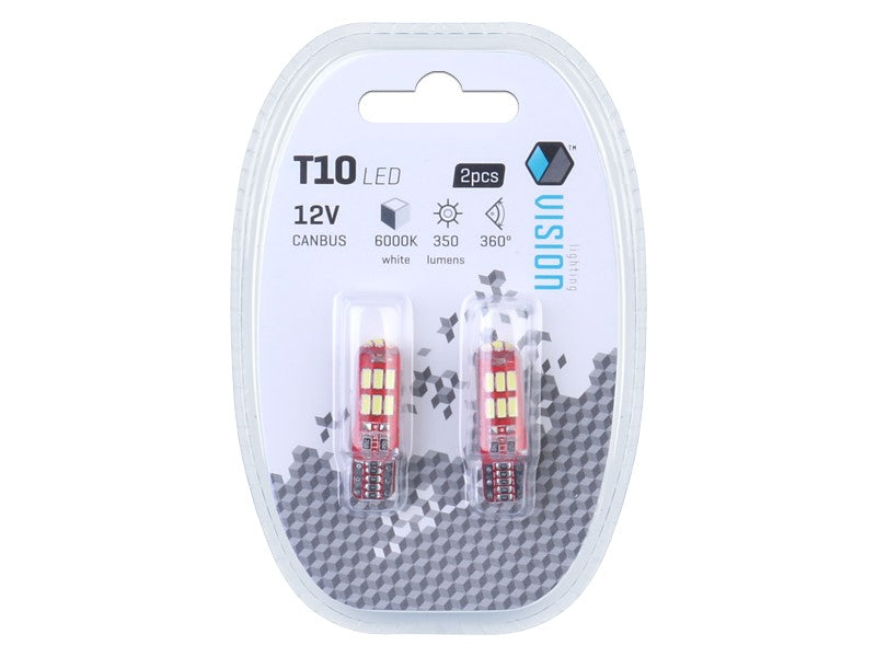 Izzó VISION W5W T10 12V 15x 3014 SMD LED CANBUS szilikon izzótartó fehér 2 db – kép 3
