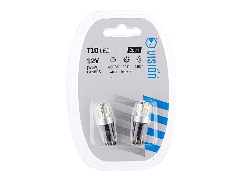 Izzó VISION W5W T10 12V 10x 3030 SMD LED nem poláris CANBUS fehér 2 db – kép 3