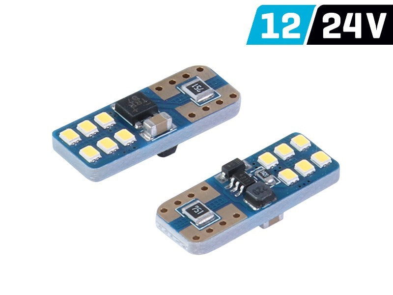 Izzó VISION W5W (T10) 12/24V 12x 2016 SMD LED, nem poláris, CANBUS, fehér, 2 db