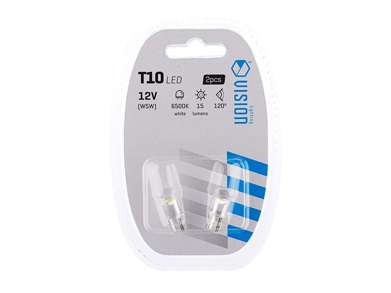 Izzó VISION W5W T10 12V 1x F10 LED teljesen üveg fehér 2 db – kép 3
