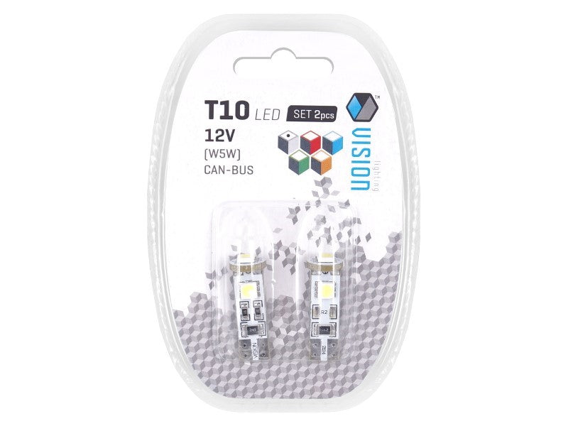 Izzó VISION W5W T10 12V 3x 5050 SMD LED CANBUS fehér 2 db – kép 3