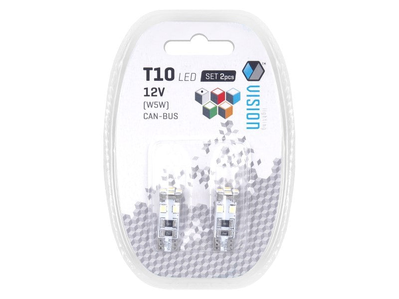 Izzó VISION W5W T10 12V 8x 3528 SMD LED CANBUS fehér 2 db – kép 3