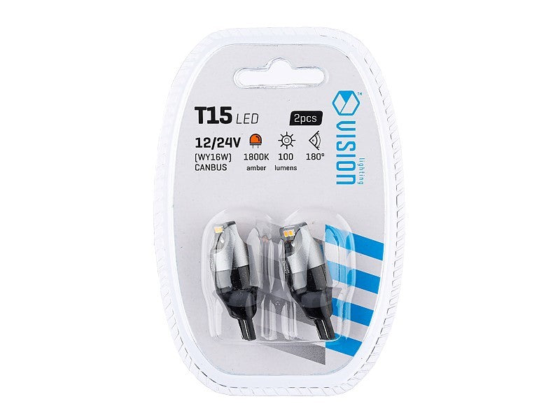 Izzó VISION W16W T15 1224V 4x 3020 SMD LED nem poláris CANBUS narancssárga 2 db – kép 3