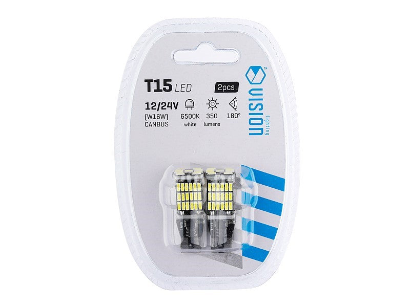 Izzó VISION W16W T15 1224V 45x 4014 SMD LED nem poláris CANBUS fehér 2 db – kép 3