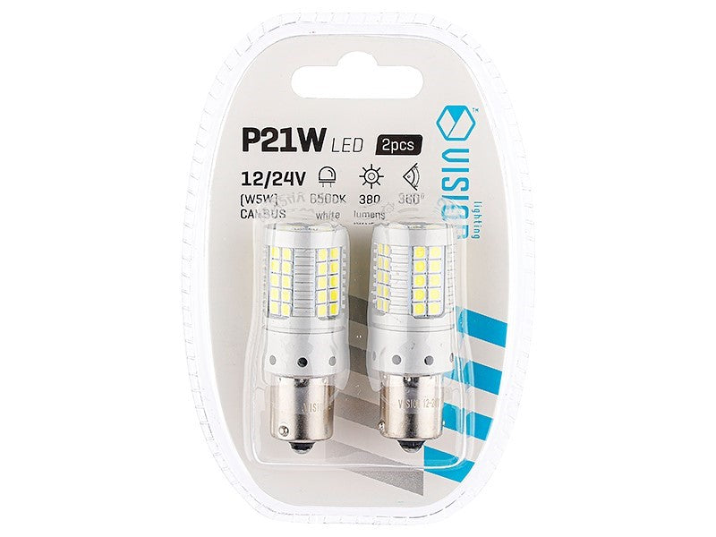 Izzó VISION P21W BA15s1224V 50x 3030 SMD LED nem poláris CANBUS fehér 2 db – kép 3