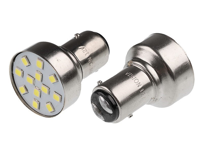 Izzó VISION P21  5W BAY15d 12V 12x 5mm LED fehér 2 db – kép 2
