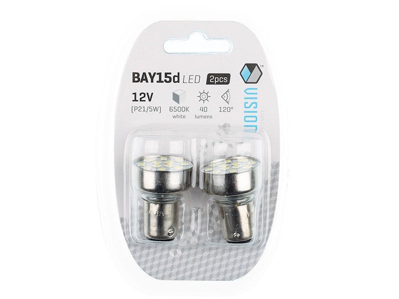 Izzó VISION P21  5W BAY15d 12V 12x 5mm LED fehér 2 db – kép 3