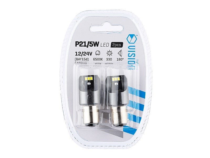 izzó VISION P21  5W BAY15d 1224V 6x 3020 SMD LED nem poláris CANBUS fehér 2 db – kép 3