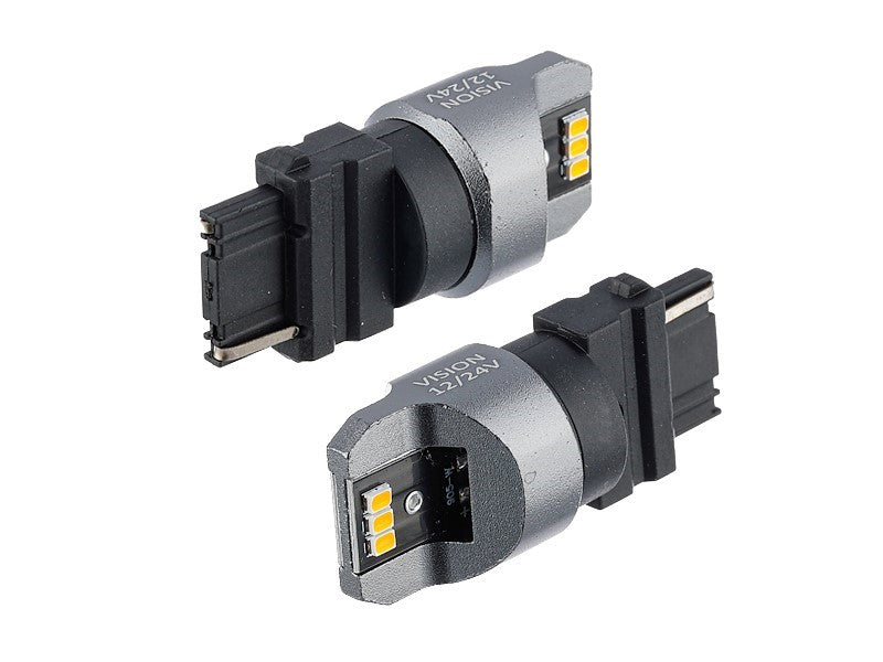 Izzó VISION PY27W T25 1224V 6x 3020 SMD LED nem poláris CANBUS narancssárga 2 db – kép 2