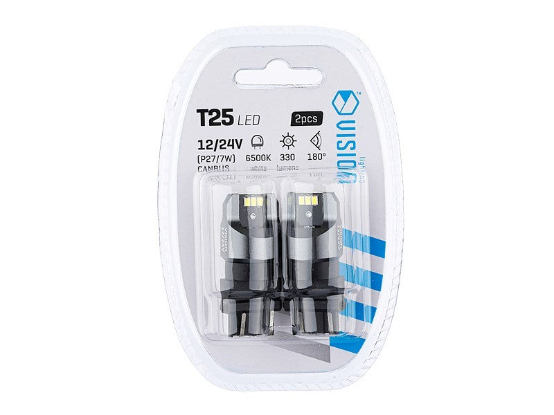 Izzó VISION P27  7W T25 1224V 6x 3020 SMD LED nem poláris CANBUS fehér 2 db – kép 3