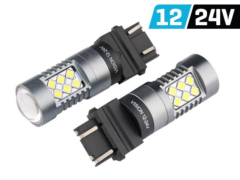 Izzó VISION P27 / 7W (T25) 12/24V 24x 3030 SMD LED, nem poláris, CANBUS, fehér, 2 db