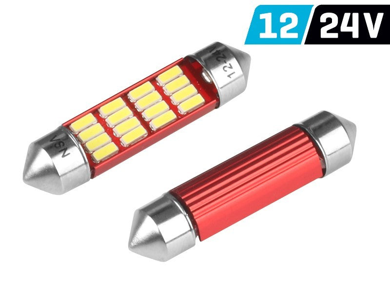 Izzó VISION Festoon SV8.5 39 mm 12/24V 12x 4014 SMD LED, nem poláris, CANBUS, fehér, 2 db