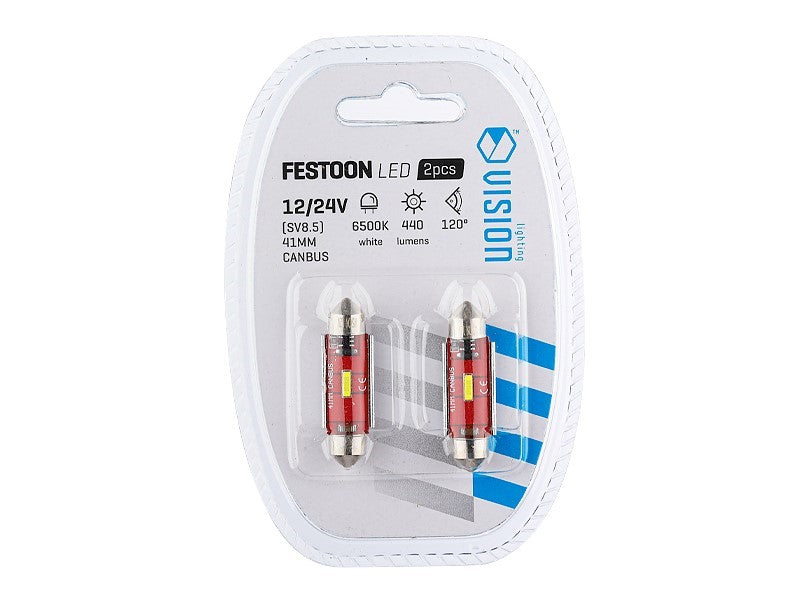 Izzó VISION Festoon SV85 41mm 1224V 1x 1860 SMD LED nem poláris CANBUS fehér 2 db – kép 3