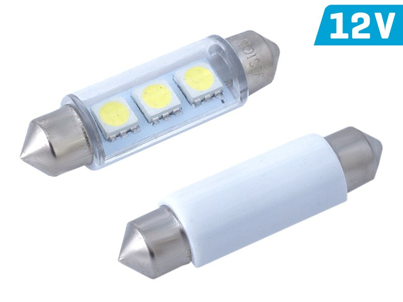 Izzó VISION Festoon SV8.5 41mm 12V 3x 5050 SMD LED, fehér, 2 db