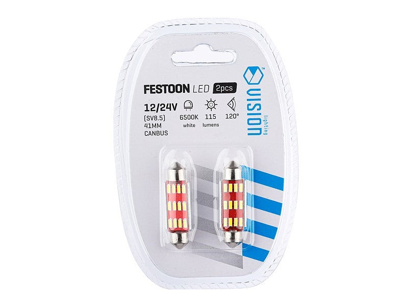 Izzó VISION Festoon SV85 41mm 1224V 12x 4014 SMD LED CANBUS fehér 2 db – kép 3