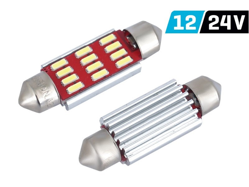 Izzó VISION Festoon SV8.5 39 mm 12/24V 12x 4014 SMD LED, CANBUS, fehér, 2 db, 2 db