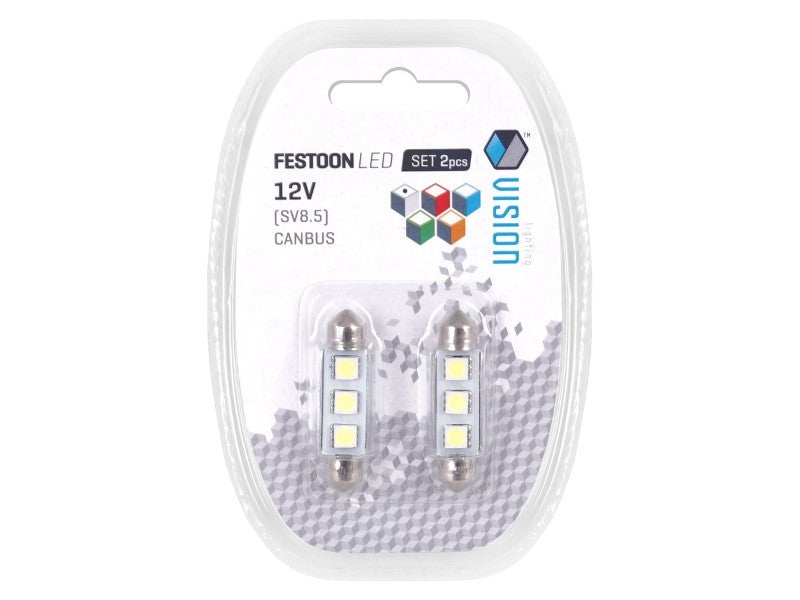 Izzó VISION Festoon SV85 41mm 12V 3x 5050 SMD LED CANBUS fehér 2 db – kép 3