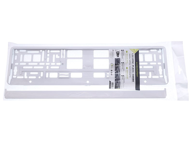 Rendszámtábla keret fémezett fehér – kép 3