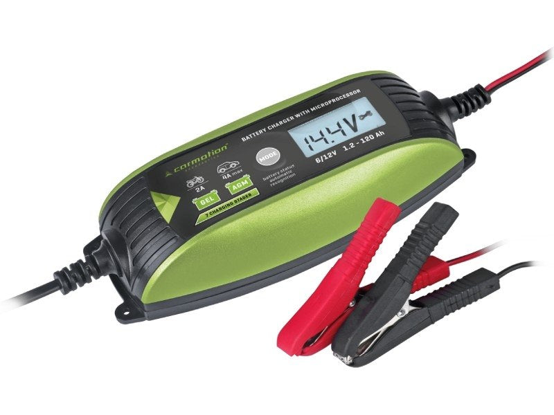 Mikroprocesszoros egyenirányító 6V / 12V - 2A / 4A, 1.2-120 Ah, IP65 akkumulátorokhoz