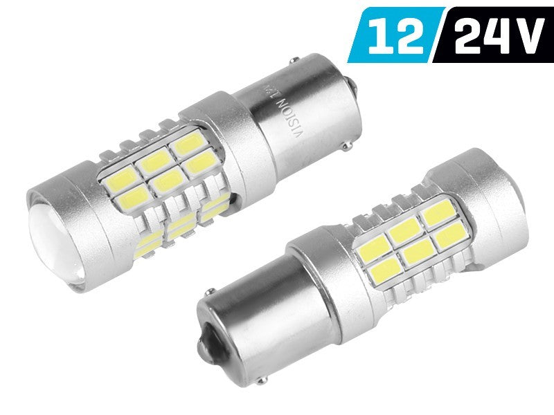 Izzó VISION P21W BA15s 12/24V 27x 5730 SMD LED, lencsével, CANBUS, fehér, 2 db