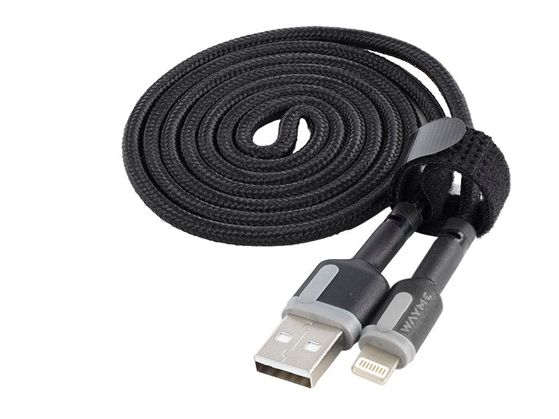 WAYME töltő  és szinkronizáló kábel  100 cm fonott mikroszálas USB> Lightning – kép 2
