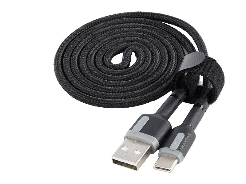 WAYME töltő  és szinkronizáló kábel  100 cm fonott mikroszálas USB> USB C – kép 2