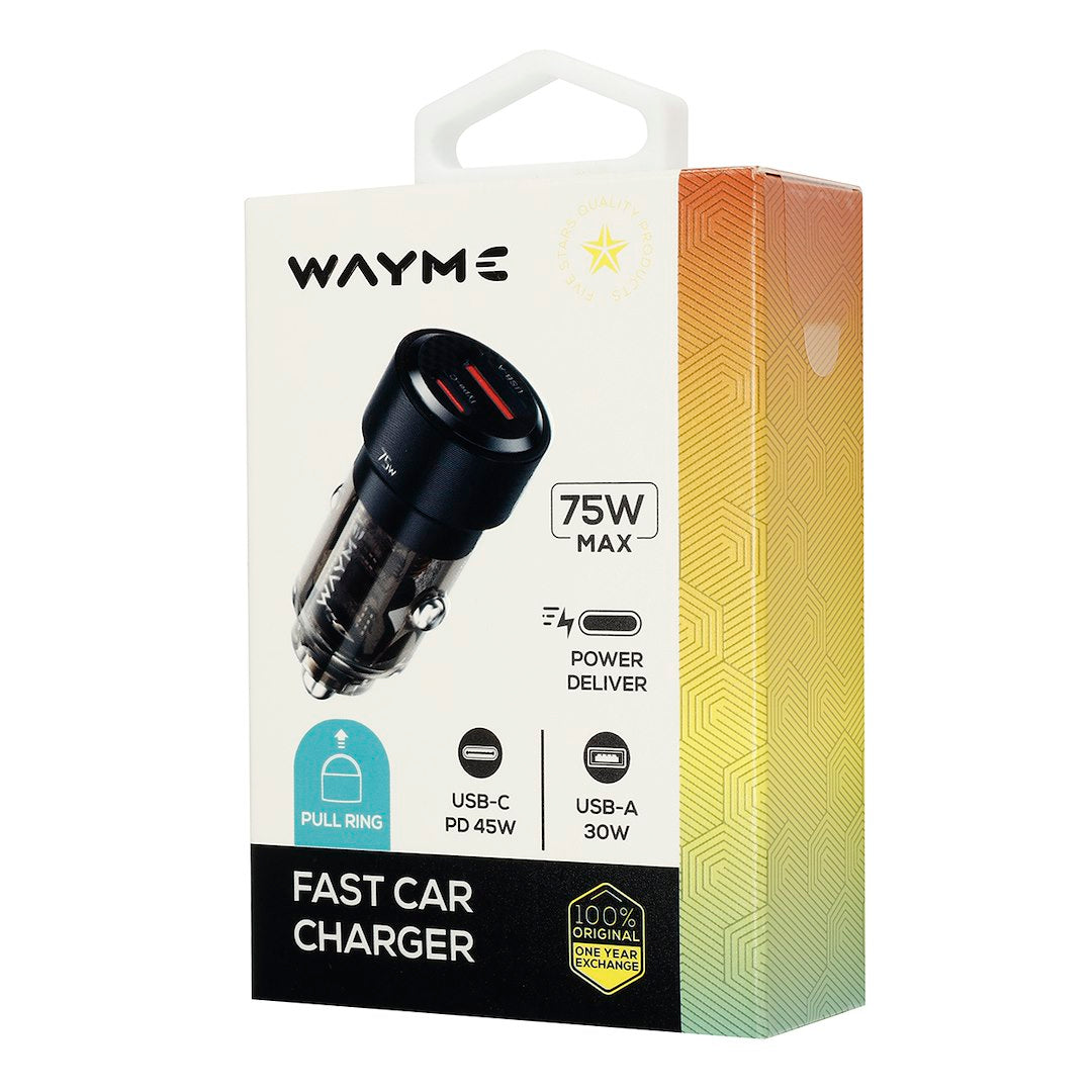 WAYME töltő 1224V USB 30W  USB C PD 45W fekete átlátszó – kép 3