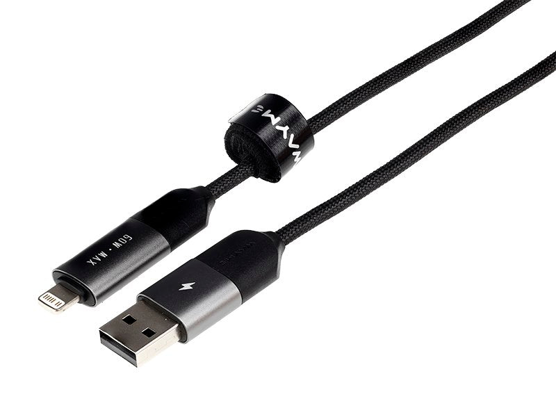 WAYME Mikroszálas fonott töltő  és szinkronizáló kábel 100 cm 4in1 USBC > USB C  Lightning max 60 W – kép 2