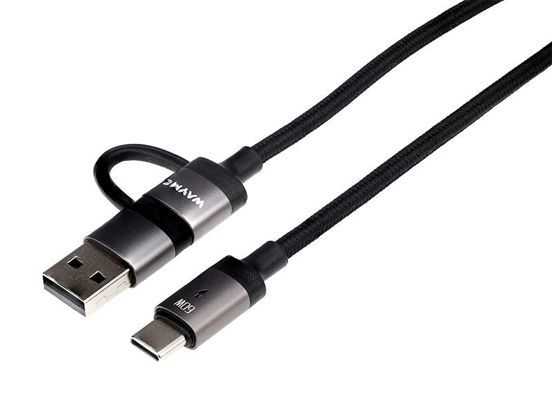 WAYME Mikroszálas fonott töltő  és szinkronizáló kábel spirál 50   150 cm USBC > USB C max 60W – kép 3