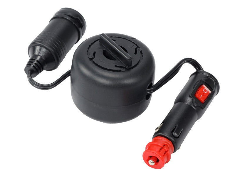 Szivargyújtó aljzat hosszabbító 300 cm-es orsóval, EURO/DIN aljzat kapcsolóval