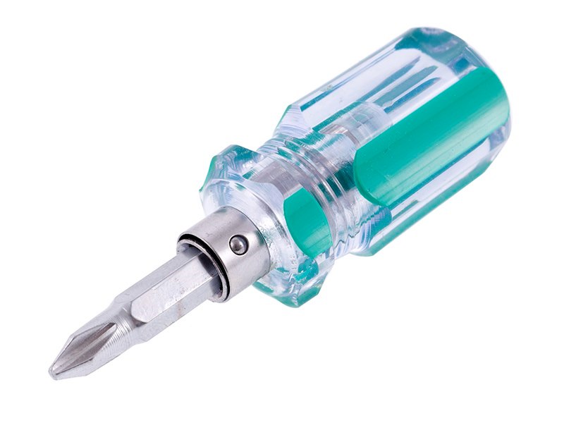 Kétoldalas csavarhúzó, rövid, lapos + keresztfejű