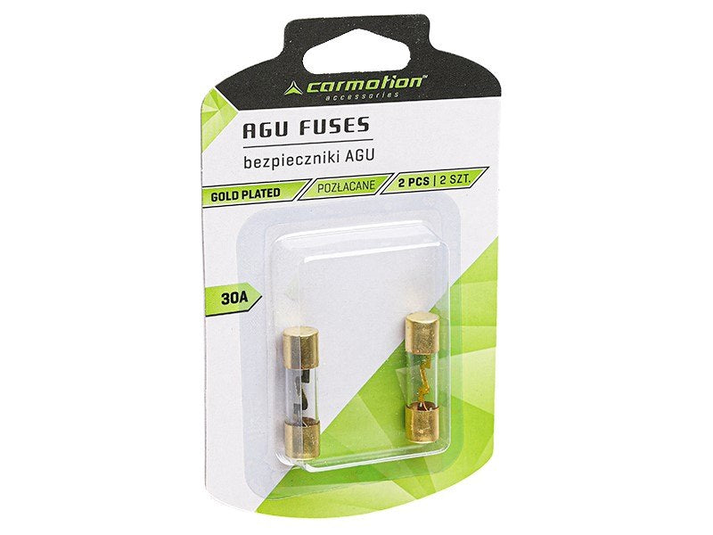 AGU 10,3x38 mm-es üveg biztosíték, 30A, aranyozott, 2 db