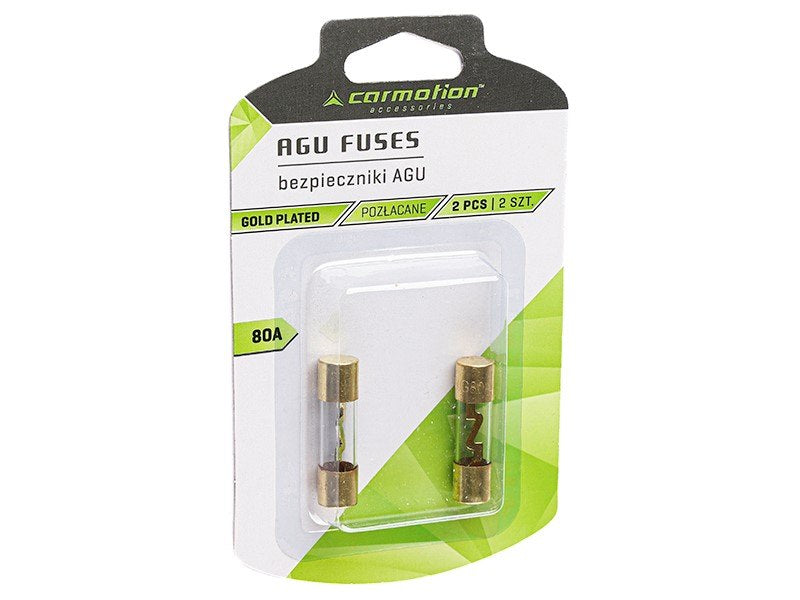 AGU 10,3x38 mm, 80A, aranyozott, 2 db, üvegbiztosíték, AGU 10,3x38 mm