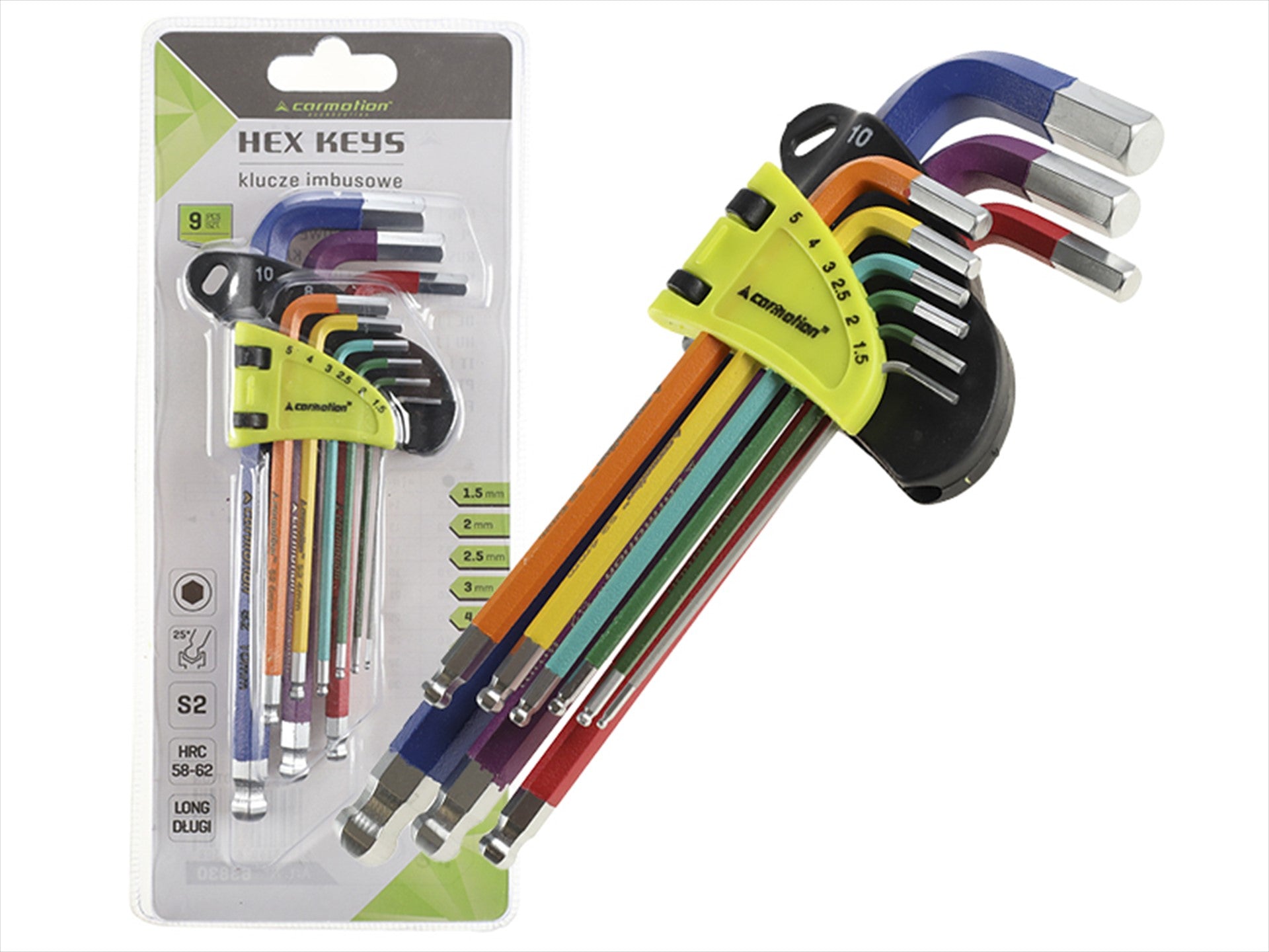 Gömbölyű hatlapos kulcsok 180 mm 15   10 mm méret 9 db vegyes színben – kép 4