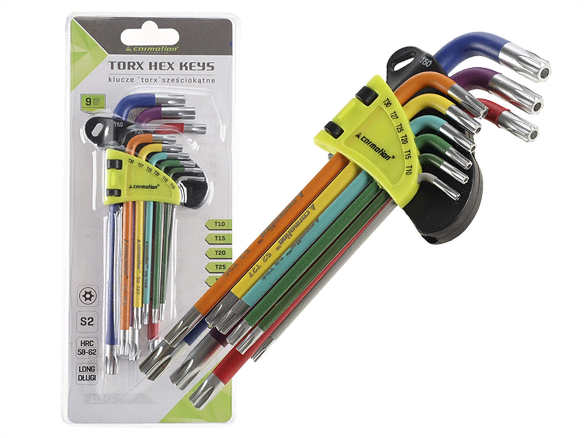 Torx hatlapos kulcsok 230 mm T10   T50 9 db vegyes színben – kép 4