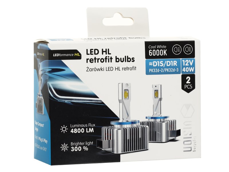 Izzók VISION LED retrofit D1SD1R HL 40W 4200 lm 6000K 2 db – kép 4