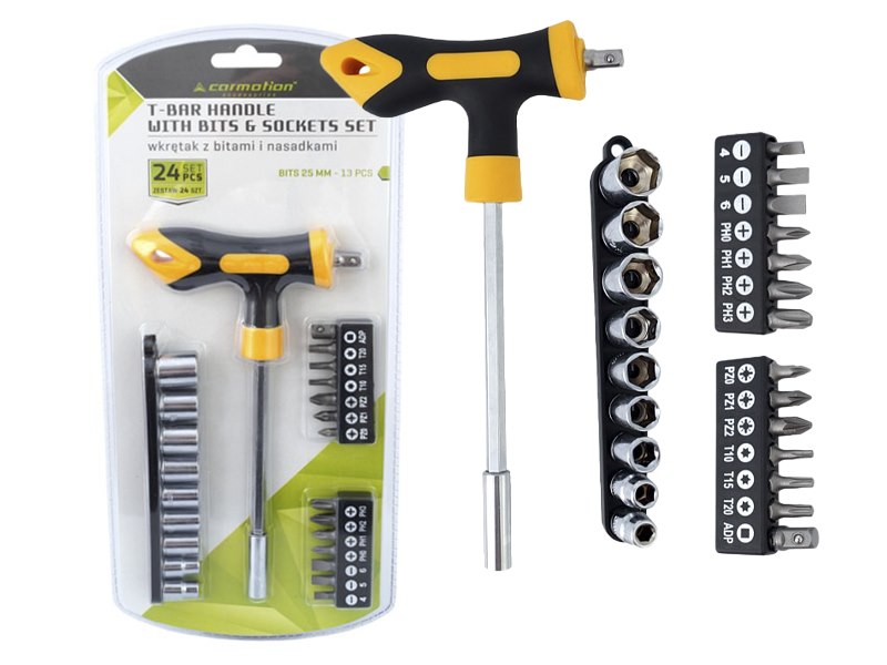 T24 es csavarhúzó adapter 13 bit és 9 foglalat tartozék – kép 3