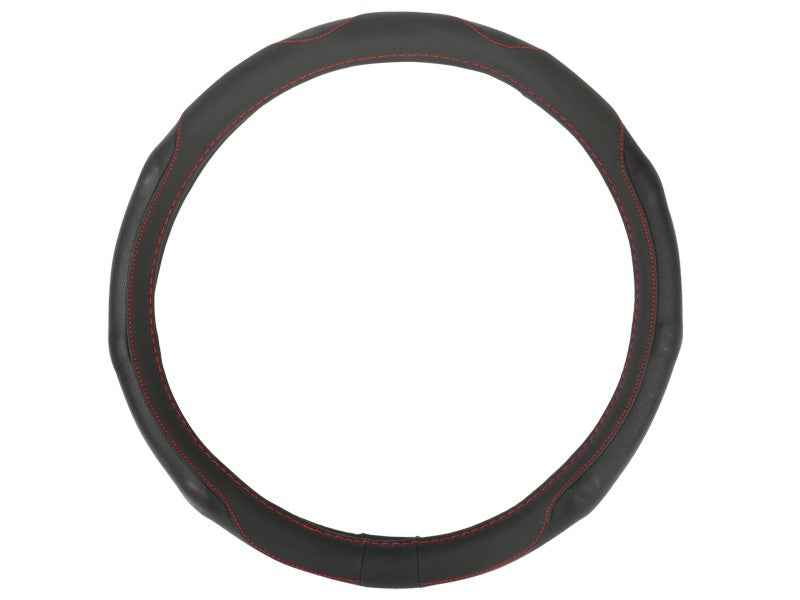 Kormányvédő PU 39 41 cm L perforált markolatok fekete  piros szálakkal – kép 3
