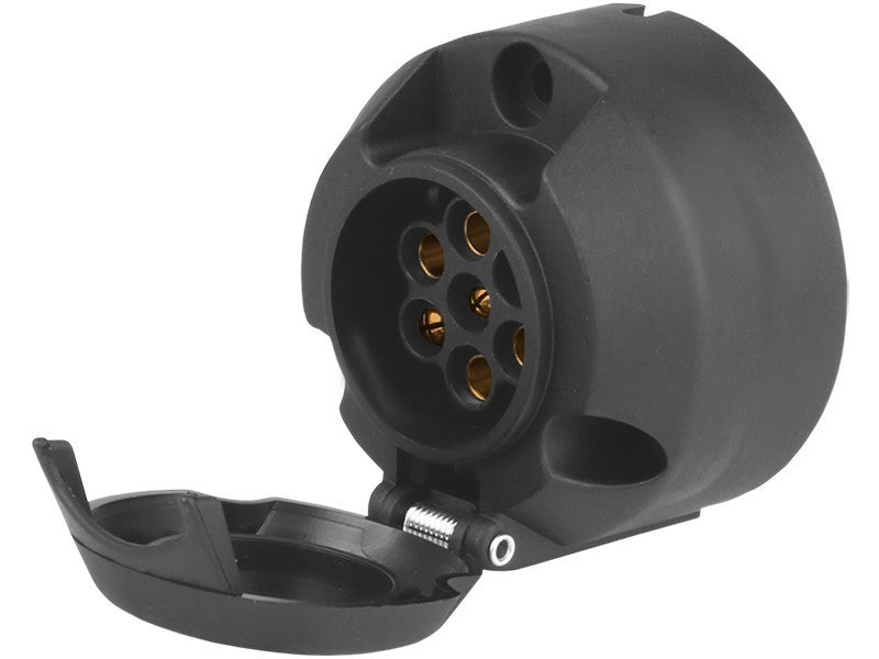 7 PIN-es csatlakozóaljzat pótkocsihoz, műanyag